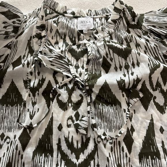 Misa‎ Los Angeles Evienne Green/White 2pc Outfit Tiered Skirt & Blouse SzXS Boho - Picture 7 of 13